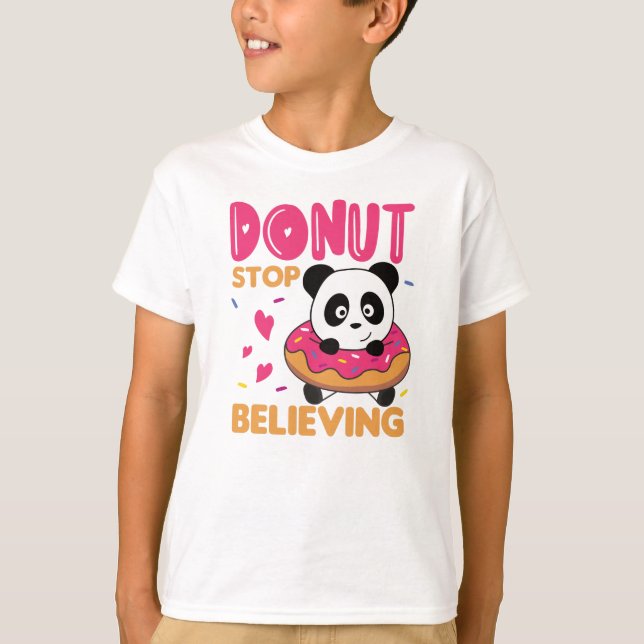 T-shirt Cute Panda Animaux Amusants En Pun De Donut (Devant)
