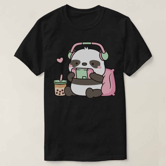 T-shirt Cute Panda Bear Gamer (Design devant)