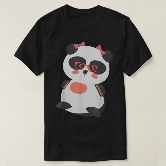 T-shirt Cute Panda Bear In Sunglasses  (Design devant)