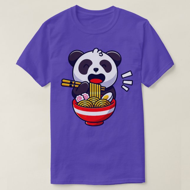 T-shirt Cute Panda Bear Mange Ramen Noodé Soupe (Design devant)