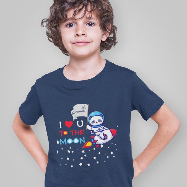 T-shirt Cute Panda Bear Sur Rocket Ship Kids Personnalisé (Créateur téléchargé)