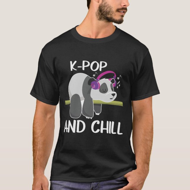 T-shirt Cute Panda Headphones Corée Pop Lover K-Pop Music (Devant)