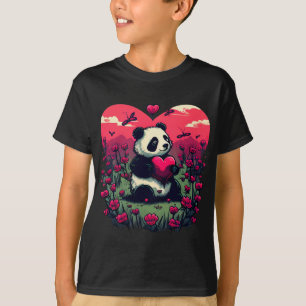T-shirt Cute Panda Holding Heart - cadeau de la Saint-Vale