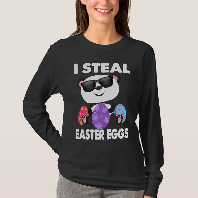 T-shirt Cute Panda I Steal Easter Eggs  Egg Girls & Boys (Devant)