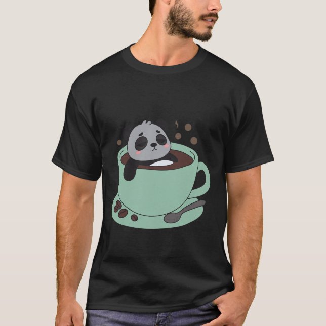 T-shirt Cute Panda In Coffee Cup Coffee Lover Gift (Devant)