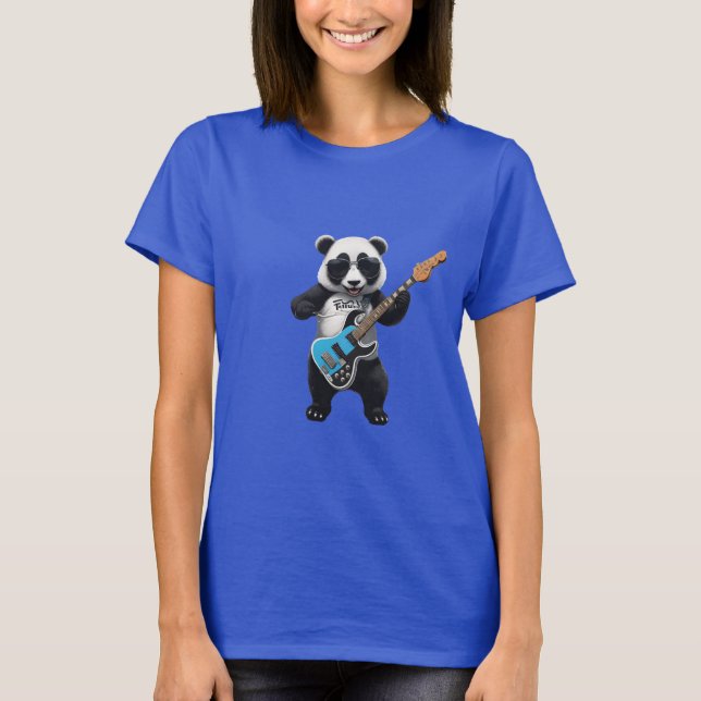 T-shirt Cute Panda Jouer Guitare, Musique Panda Amateurs (Devant)