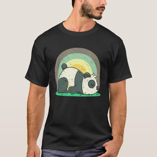 T-shirt Cute Panda Lazy Zoo Animaux Sleepy Panda B (Devant)