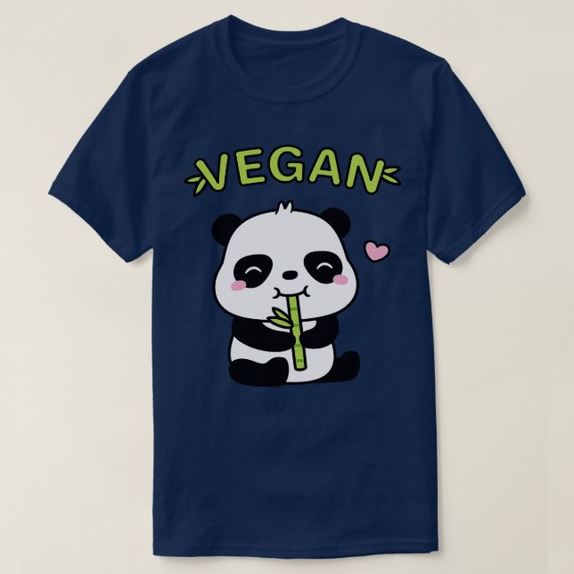 T-shirt Cute Panda Manger Bambou Shoot Vegan (Design devant)