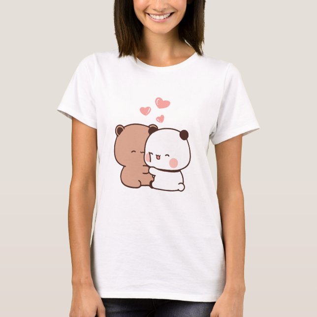 T-shirt Cute Panda ours couple, Éjaculation amoureuse (Devant)