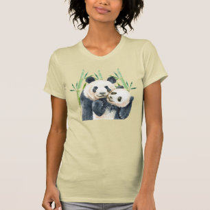 T-shirt Cute Panda Pair à Bamboo Watercolor