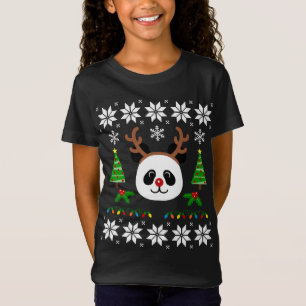 T-Shirt Cute Panda Rudolph Reindeer Motif de Noël