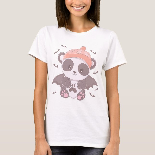 T-shirt Cute Panda Vampire avec Ghost & Bats Halloween Mug (Devant)