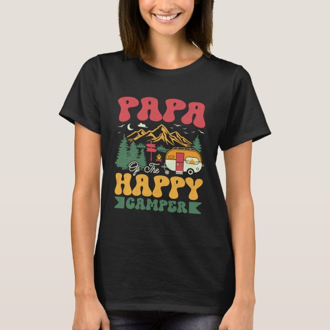 T-shirt Cute Papa Of The Happy Camper Groovy Camping Trip (Devant)
