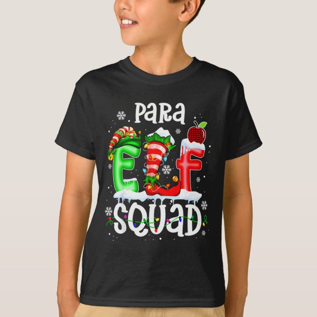 T-shirt Cute Para Elf Squad Funny Christmas Elf Kids Teach (Devant)