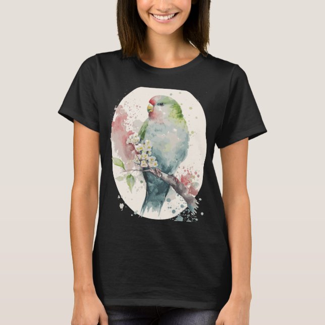 T-shirt Cute Parakeet Japanese Cherry Blossom Budgie Sakur (Devant)