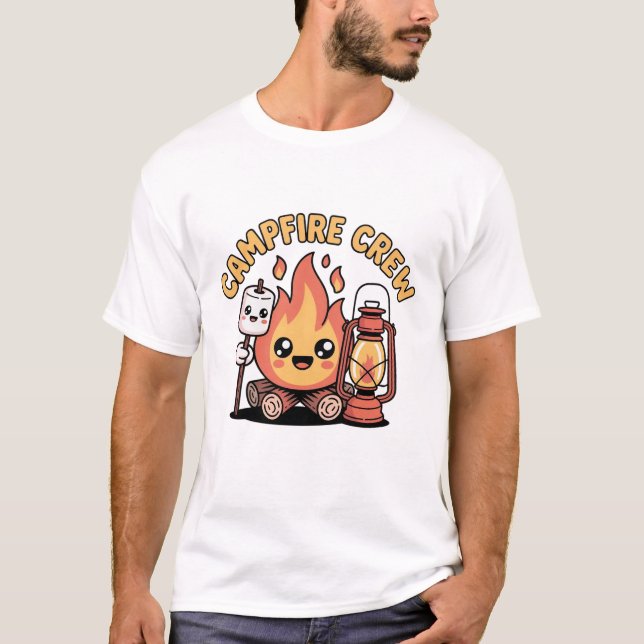 T-shirt Cute Pastel Campfire Marshmallow Lantern Kawaii (Devant)