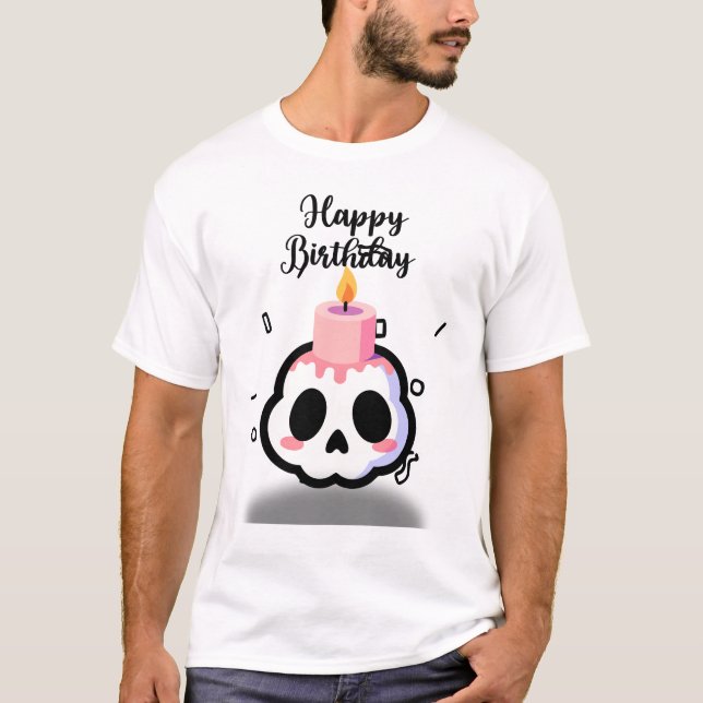 T-shirt Cute Pastel Goth Skull Birthday (Devant)