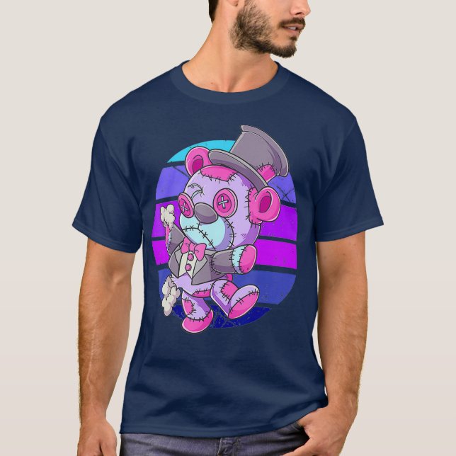 T-shirt Cute Pastel Goth Teddy Bear (Devant)