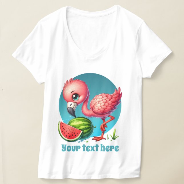 T-shirt Cute pastèque rose flamingo personnalisable (Poser)