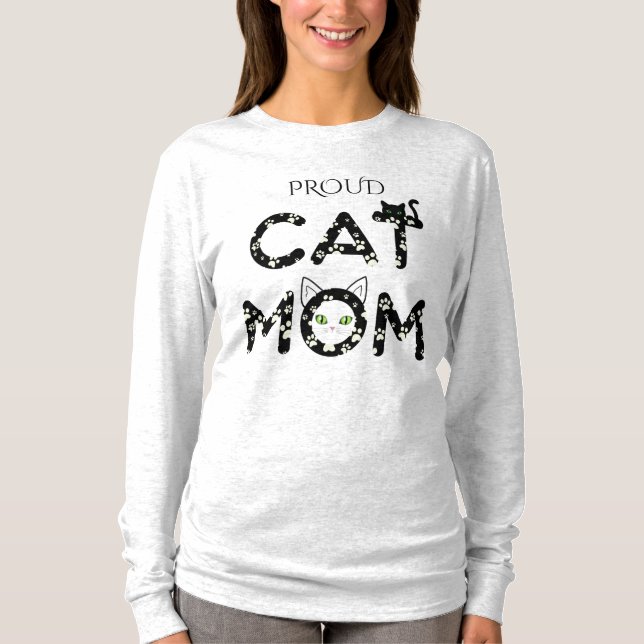 T-shirt Cute Paw Print Typography for Cat Mom -  (Devant)