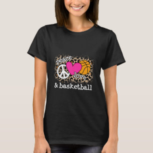 T-shirt Cute Peace Love Basketball Leopard Prince Women Me