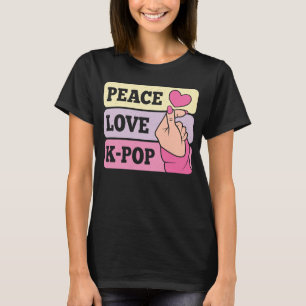 T-shirt Cute Peace Love K Pop Music Coréen Pastel Rose K