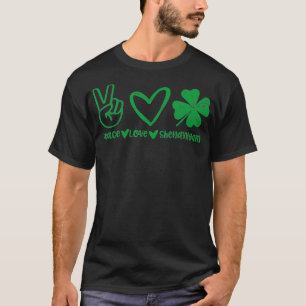 T-shirt Cute Peace Love Shenanigans Shamrock Happy St Patr