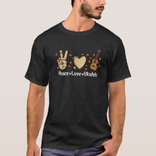 T-shirt Cute Peace Love Ukulele Hawaiian Uke Joueurs Guita