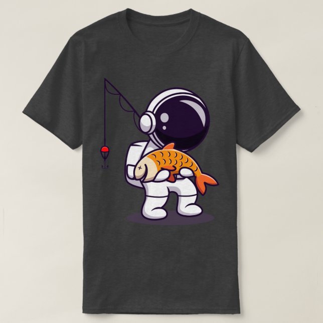 T-shirt Cute pêche des astronautes (Design devant)