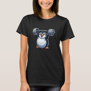 T-shirt Cute Penguin Barbell Exercice Fitness Fun