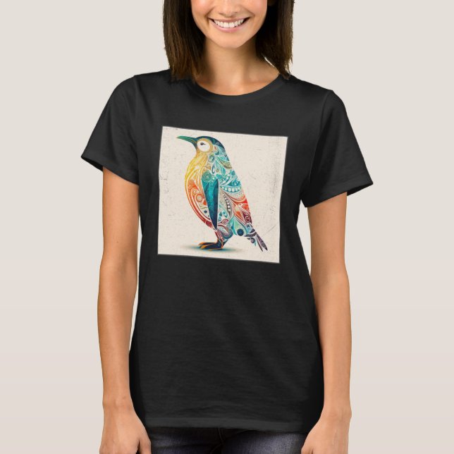 T-shirt Cute Penguin Illustration Mandala Symbols Women Me (Devant)