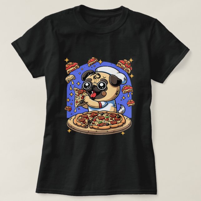 T-shirt Cute Pepperoni Pizza Carlin Calzone Chien Fast Foo (Design devant)