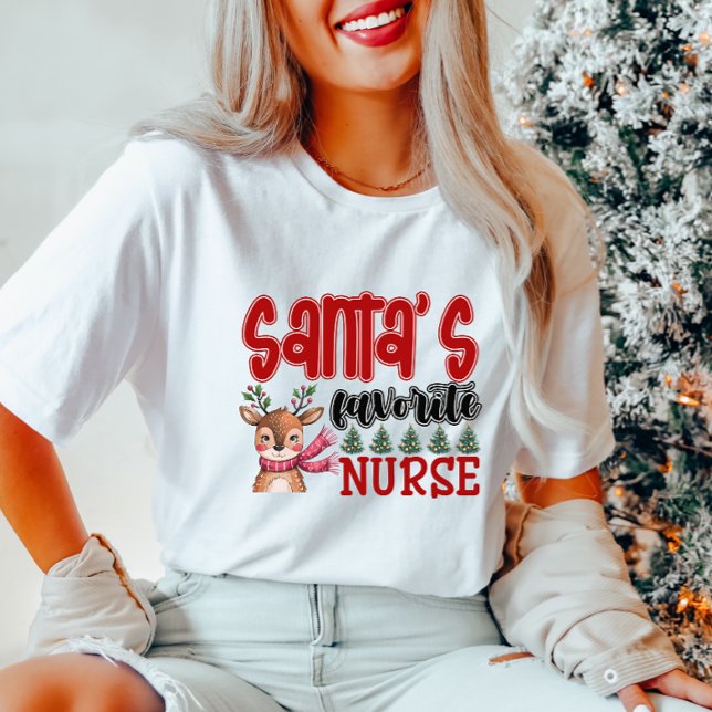 T-shirt Cute Père Noël Favorite Nurse (Créateur téléchargé)