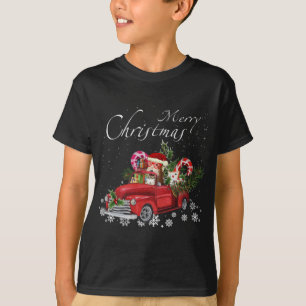 T-shirt Cute Père Noël Fox Terrier équitation Camion Rouge