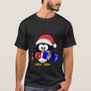 T-shirt Cute Père Noël Penguin Avec Cadeaux