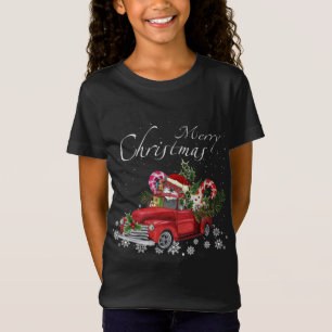 T-Shirt Cute Père Noël Schnauzer équitation Camion Rouge J