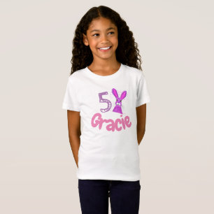 T-Shirt Cute personnalisée 5e anniversaire fille lièvre po