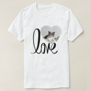 T-shirt Cute Pet Chat Photo Coeur & Motif Paws