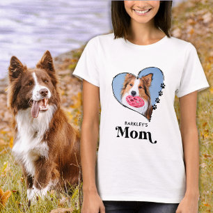 T-shirt Cute Pet Maman Photo personnalisée Coeur Empreinte