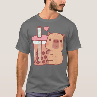 T-shirt Cute Petit Capybara Hugs Bubble Thé 1