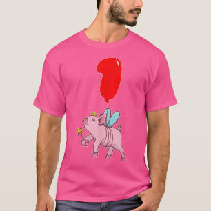 T-shirt Cute Pig Fairy 1er Anniversaire Enfants Balloon Pa