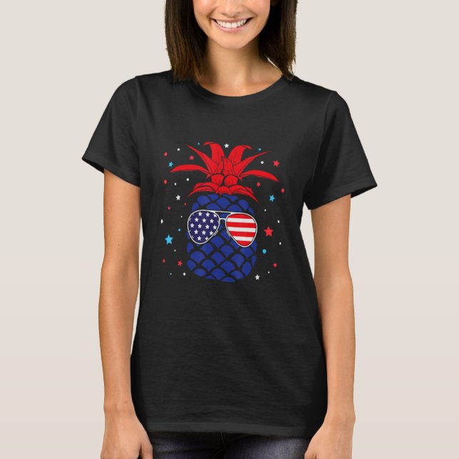 T-shirt Cute Pineapple Costume USA 4th of July Men Women (Devant)