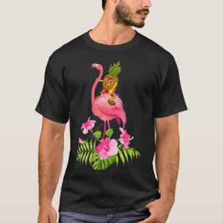 T-shirt Cute Pineapple Riding Flamingo Beach Lover Summer 