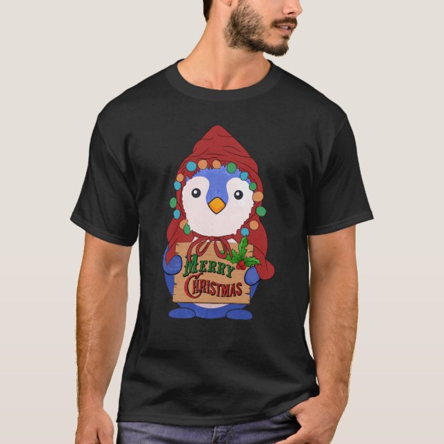 T-shirt Cute pinguin souhaite joyeux noël (Devant)