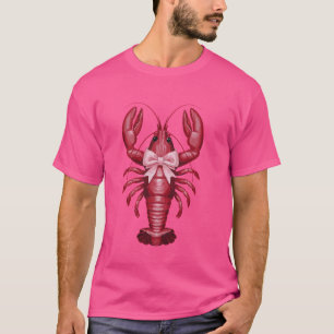 T-shirt Cute Pink Bow Coquette Crawfish Clean Girl Aesthet
