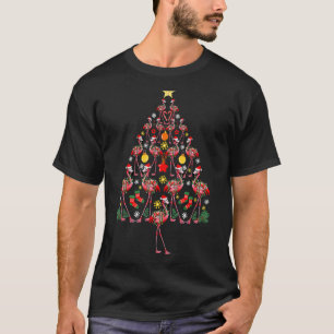 T-shirt Cute Pink Flamingo Christmas Lights Tree Decor Xma