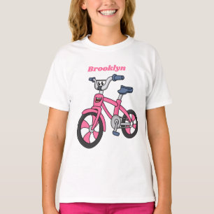T-shirt Cute pink kids bicycle cartoon illustration