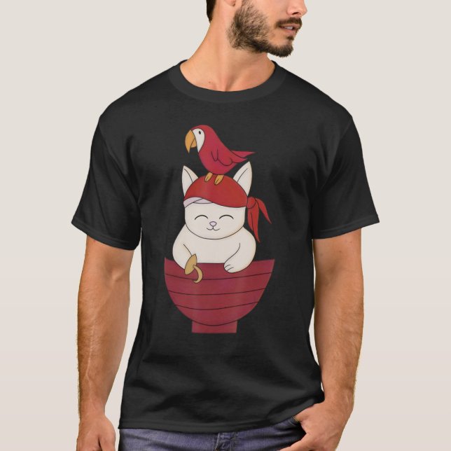 T-shirt Cute Pirate Cat Crâne 1 (Devant)