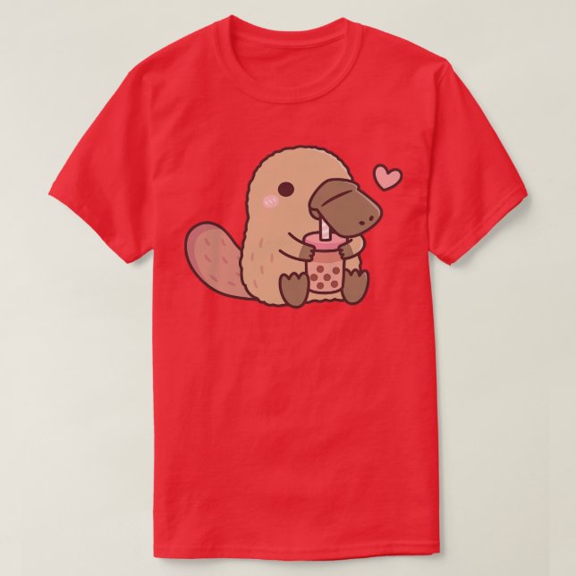 T-shirt Cute Platypus Aime Boire Du Thé De Bulle (Design devant)