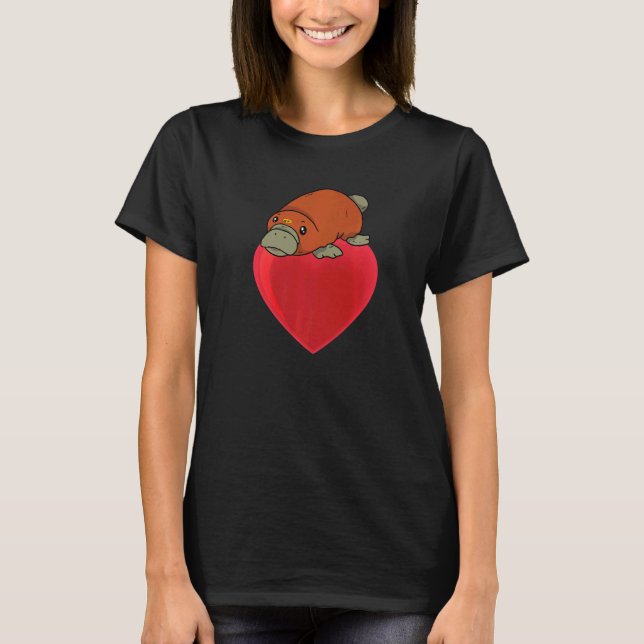 T-shirt Cute Platypus On Heart Apparel Platypuses (Devant)